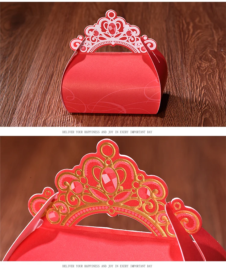 Cheap Factory Price Candy Tray Box Candy Birthday Box Bride Groom Candy Box with Crown Shape