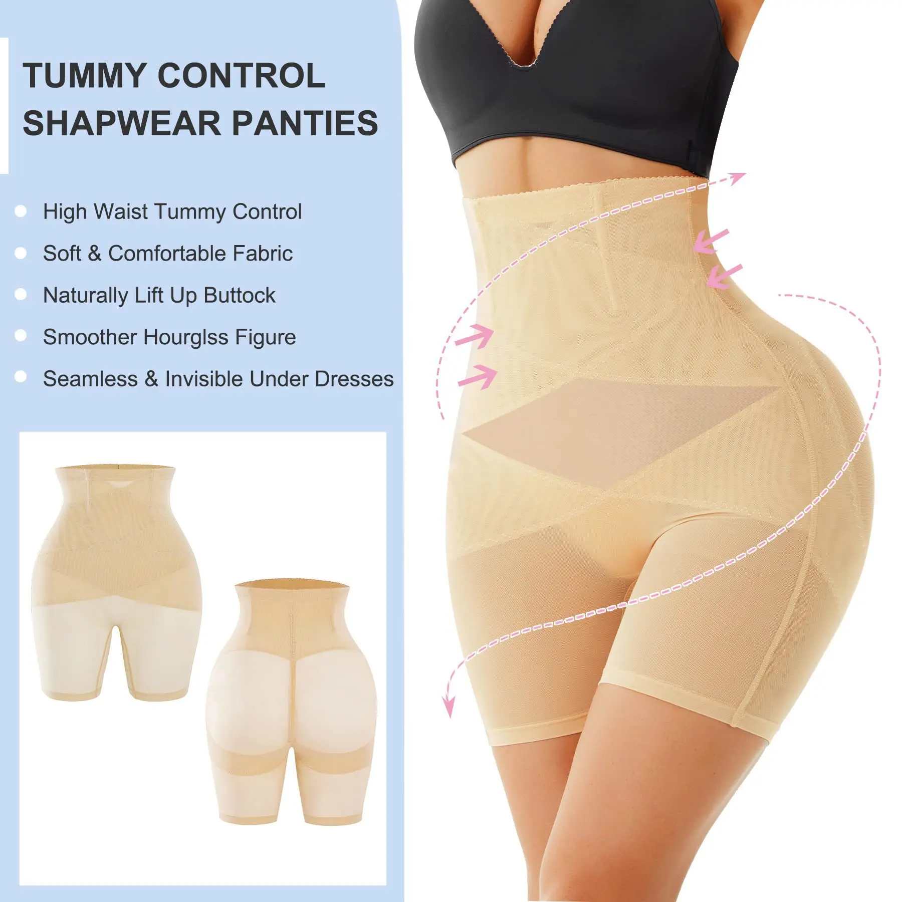 mesh high waist panties tummy slimming