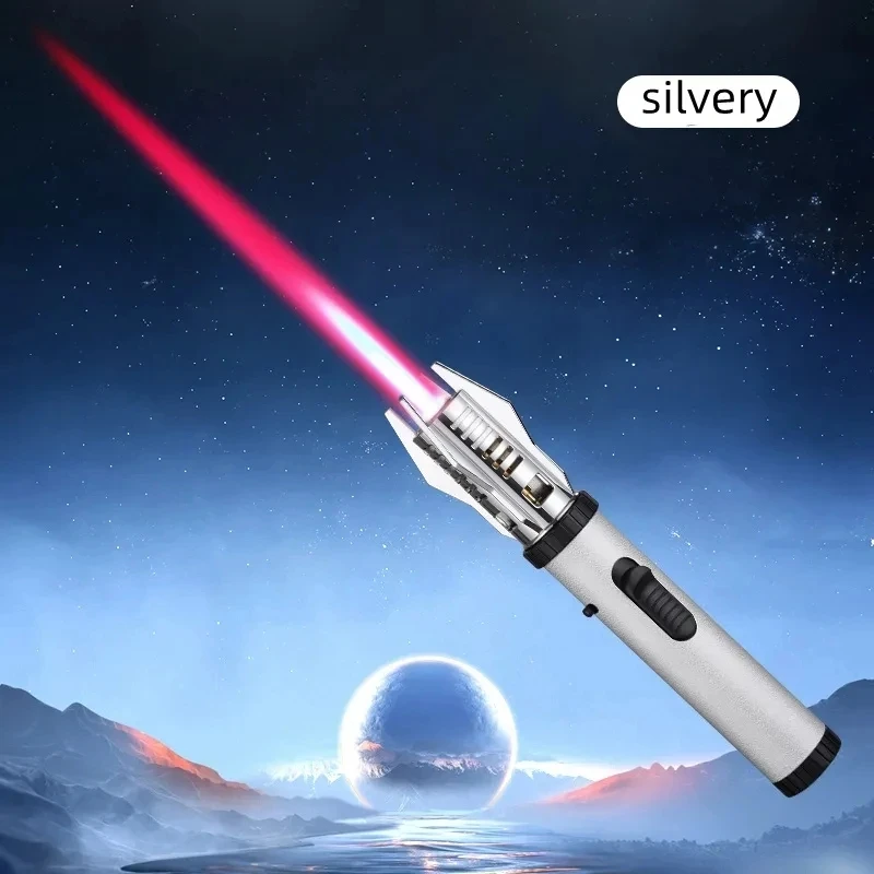 KY Windproof Powerful Spaying Gun Red Flame Jet Gas Butane Inflatable Cigar BBQ Metal Custom Torch Lighter