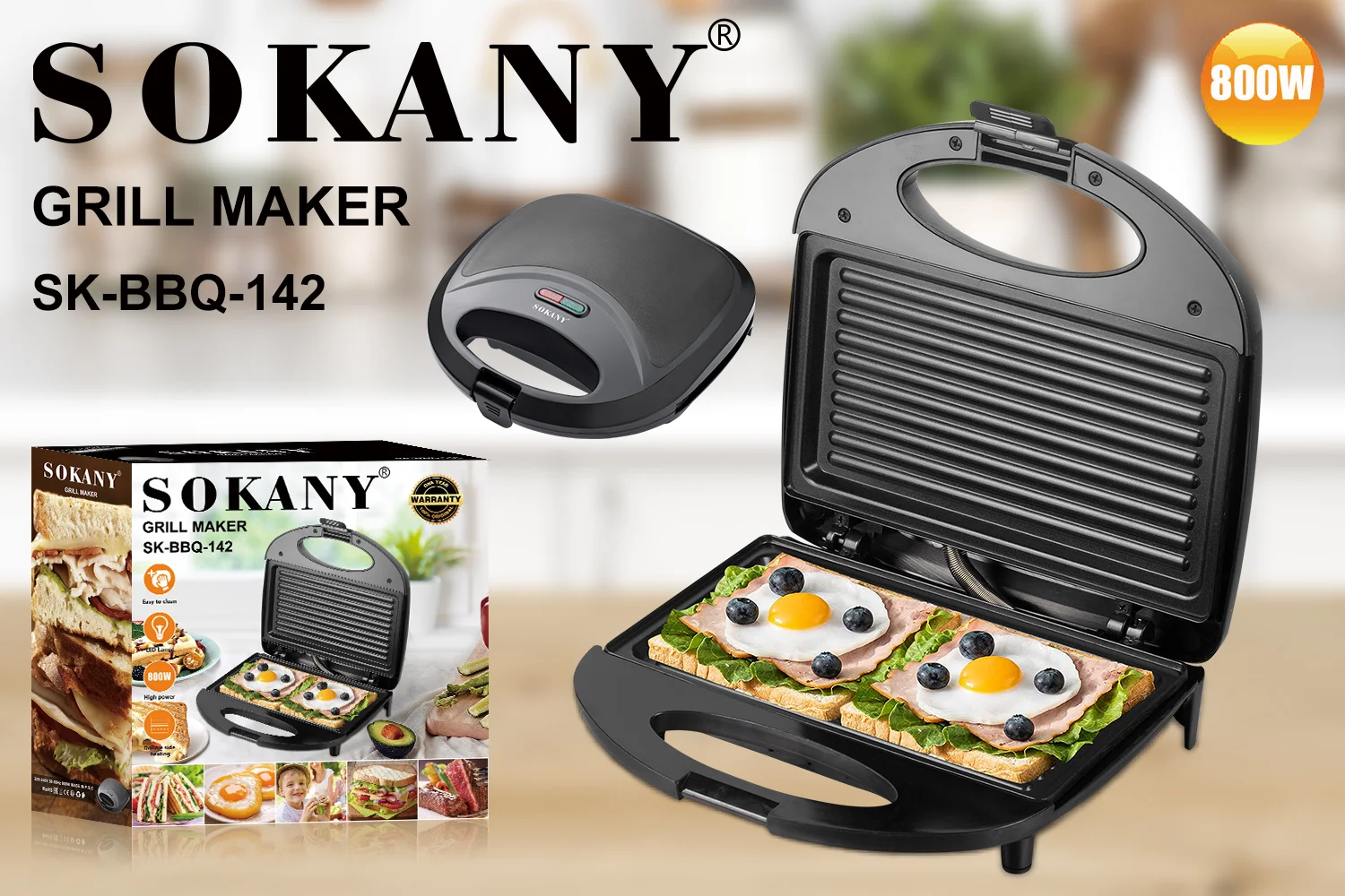 SOKANY 750W 6-speed Automatic Toaster of 2 Slice Toaster Home Sandwich Maker  Breakfast Machine - Electronica Pakistan