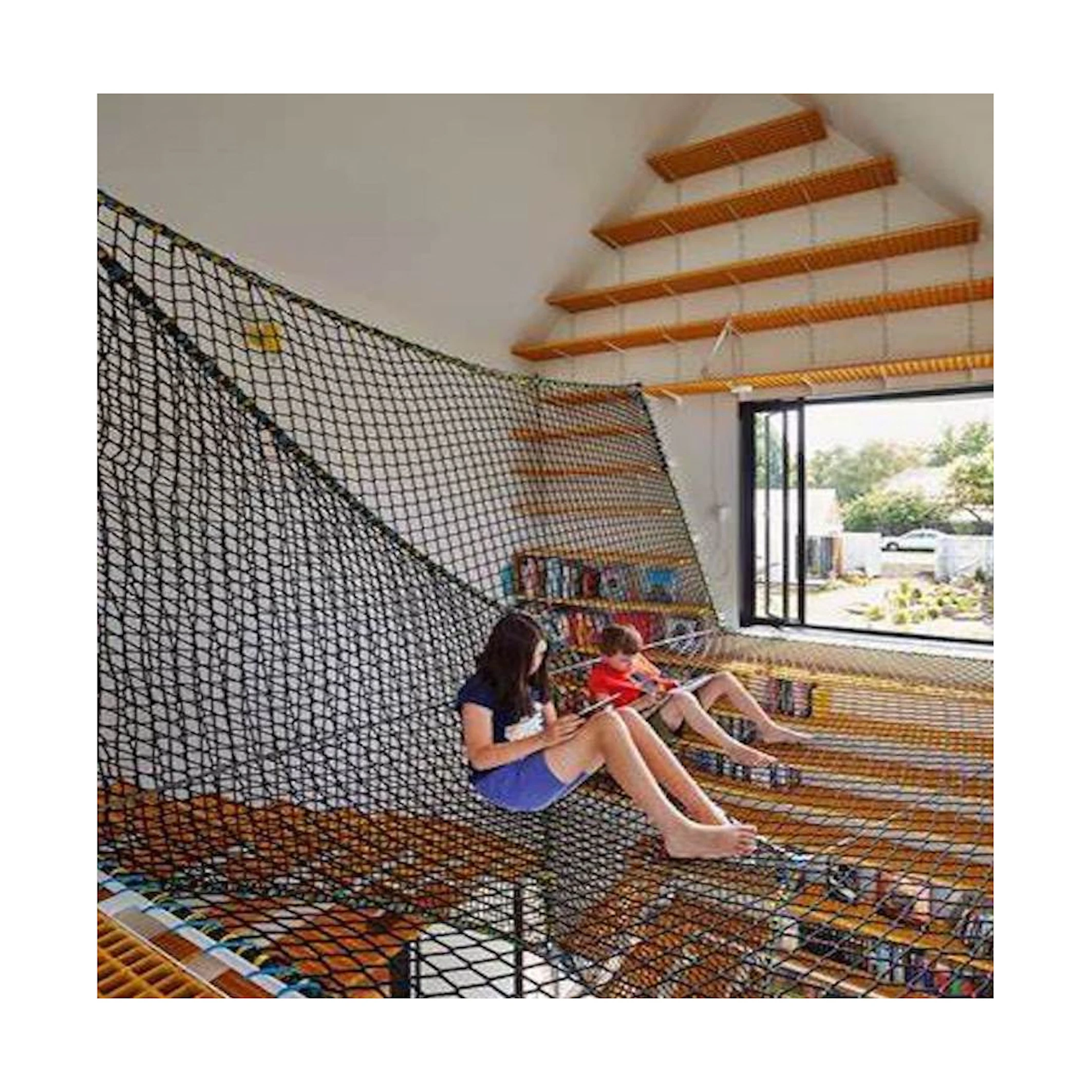 Filet D'escalade En Polyester - 2x3 M - Capacité 227 Kg - Pour Aire De Jeux - Avec 4 Crochets - Sécurité Enfants - Intérieur/extérieur