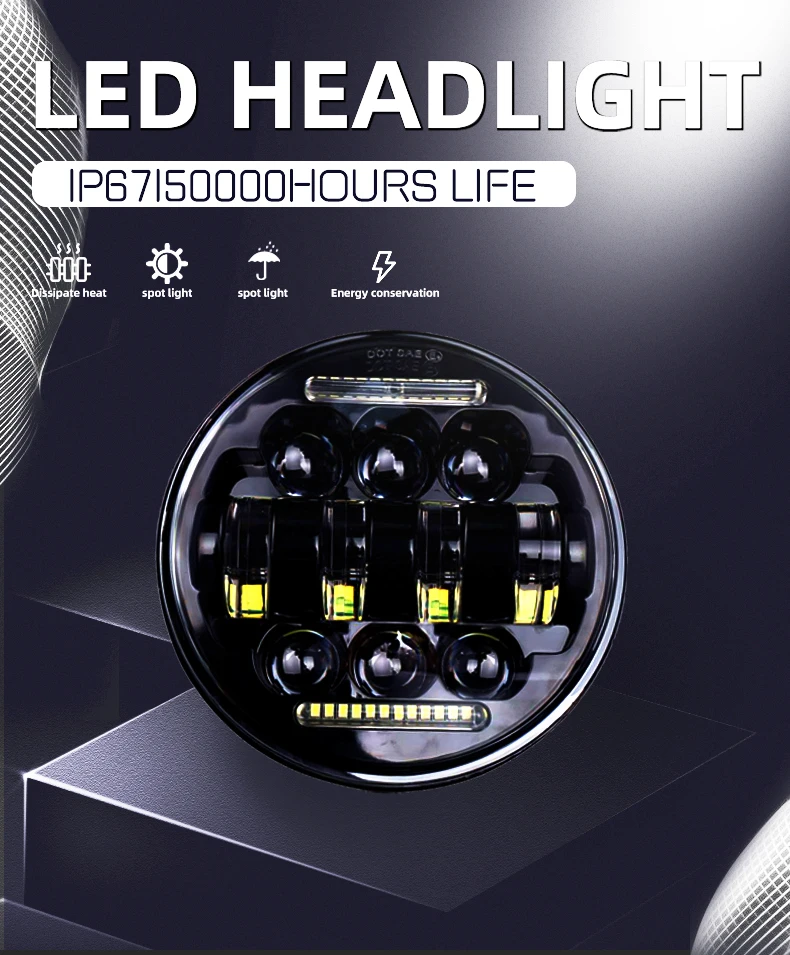 product tiypeor universal headlight 575inch drl for iron 1200 883 street softail dyna projector round led motorcycle headlamp-2