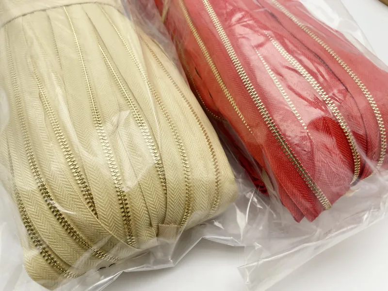 Long Chain Zipper Gold Brass Color Teeth 3 Metal Zippers Roll Buy