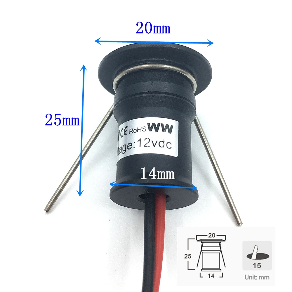 12V 1W Mini LED Einbauleuchten IP65 – 6er Set, Wählbarer Abstrahlwinkel, Warmweiß/kaltweiß