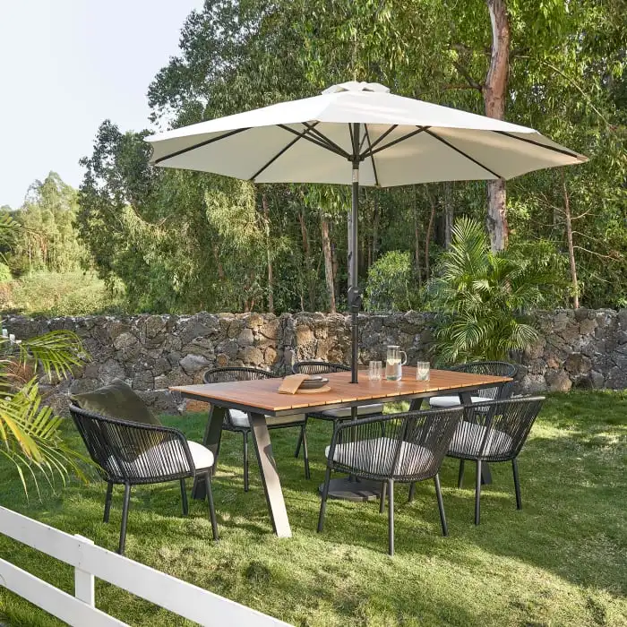 Simple design comfortable outdoor furniture hand-made thin woven rope solid wood garden armchair