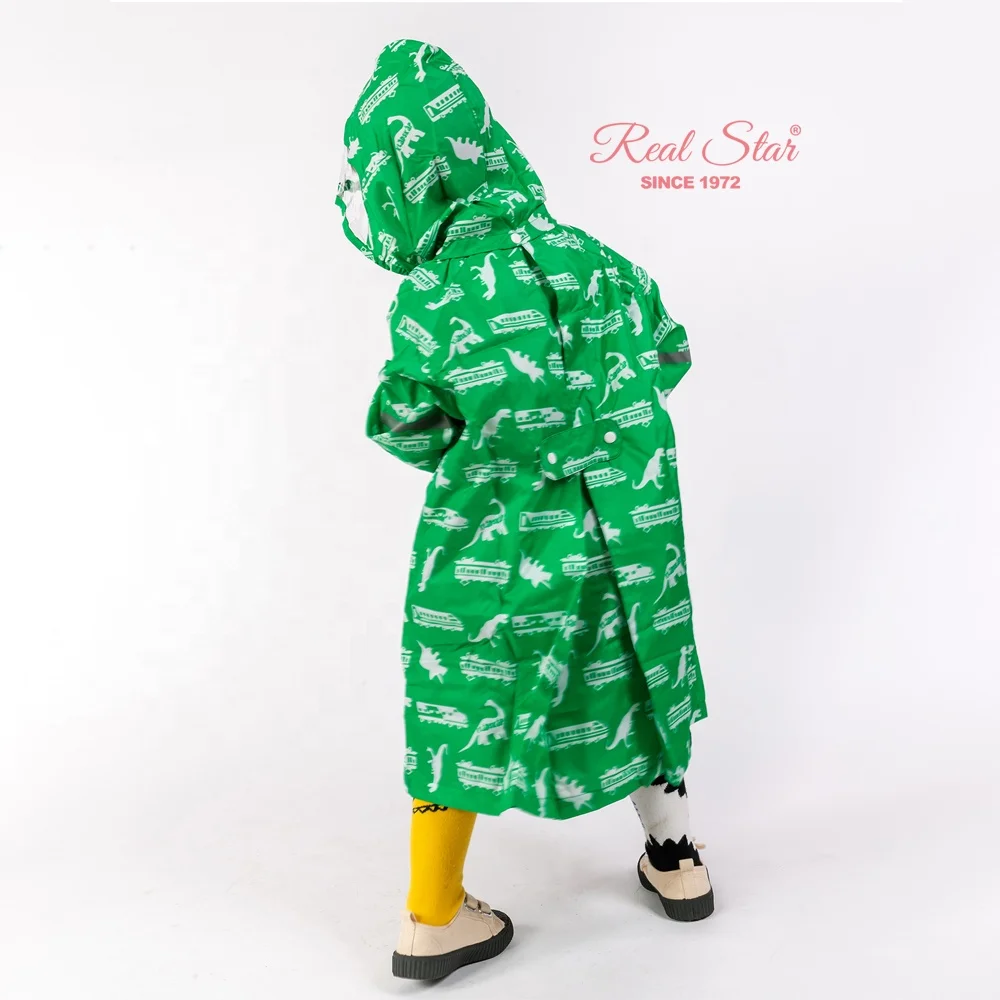 RST High Quality Pongee Fabric Durable Kid Raincoat and Rain Poncho Full Printing Cartoon Cute Child Rain Coat