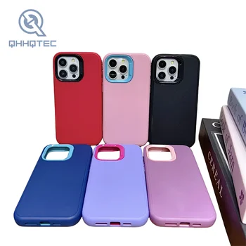 Solid color mobile phone case Three-in-one designThe latest model factory price  mobile phone case for iPhone15 pro max