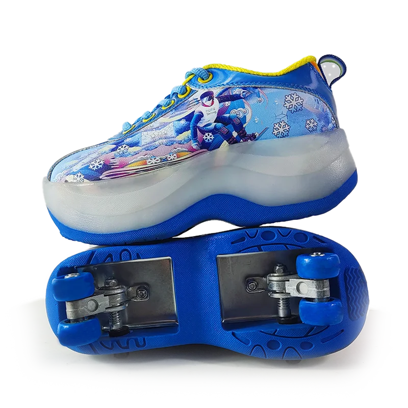 Kids Outdoor Sports Roller Skates Sneakers with Built-in Wheels
