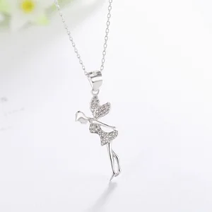 Poliva 925 Sterling Silver Women's White Gold Plated Angel Pendant Beautiful Fancy 3A Cubic Zirconia for Gift