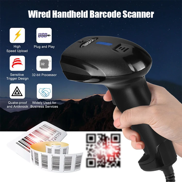 ワイヤレス2D QRコードスキャナーAztec & PDF417サポートCMOSイメージ