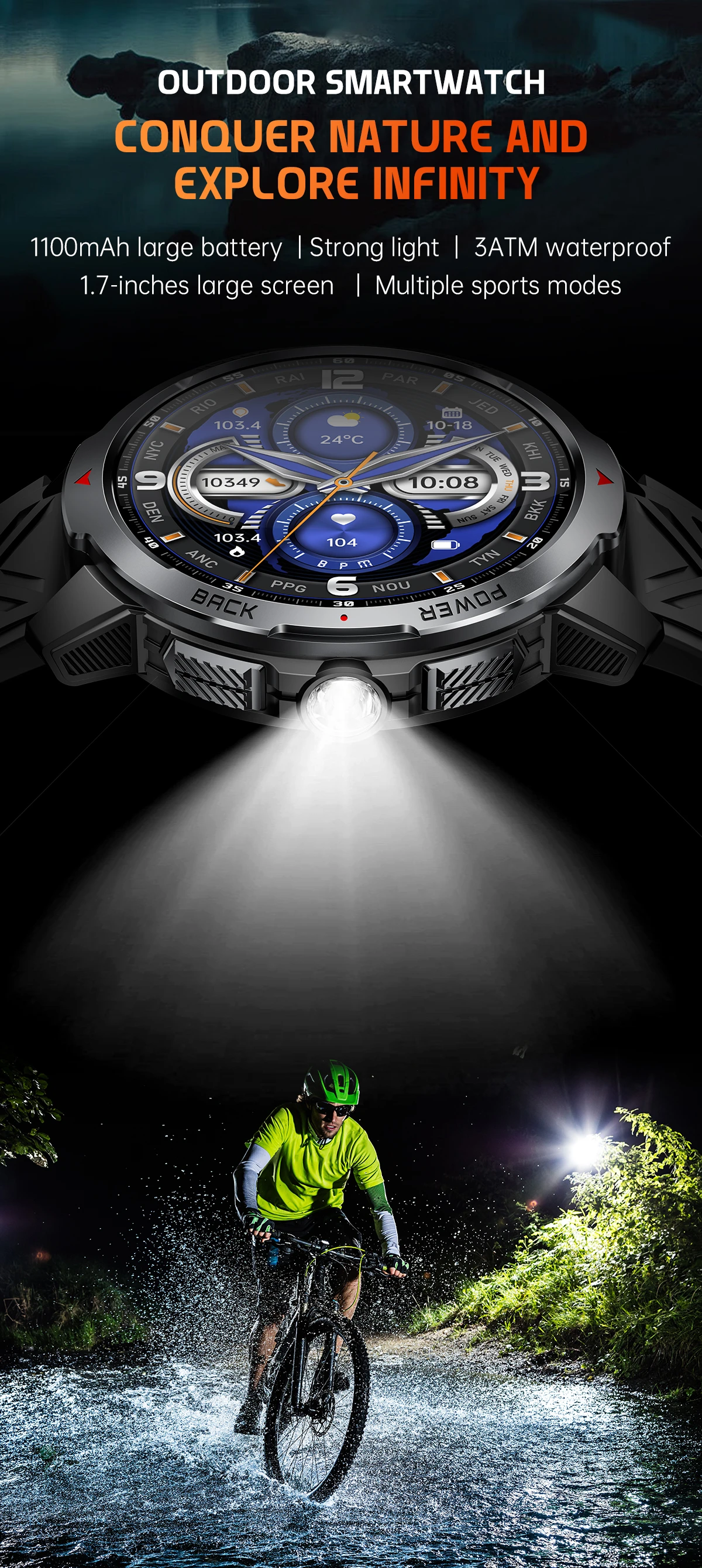 Chinese factory supplier supply  Kt88 Smart Watch Dafit Fitness Tracker 1.7 Inch Smart Bracelet Bt Call Altitude Air Pressure Compass Flashlight 3atm Smartwatch - Buy Kt88 Smart Watch High Quality Smart Watch 2025 Smart Watch New Smartwatch Outdoor Smartwatch