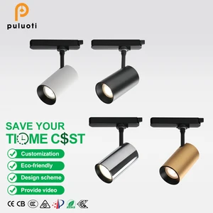 PULUOTI DC48V Indoor Led Track Spot Light Silver Cob with Magnetic Ceiling Mount 800LM/1200LM Aluminum for Supermarket Use