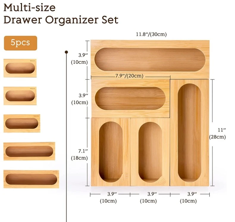 Сумка-Органайзер для хранения продуктов, бамбуковый кухонный шкаф, бамбуковый пакет на молнии, органайзер для кухонного ящика
