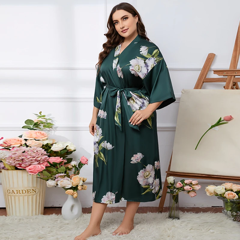 Hot Selling 2023 Plus Size Women's Clothing Printed Robe Long Dress ...
