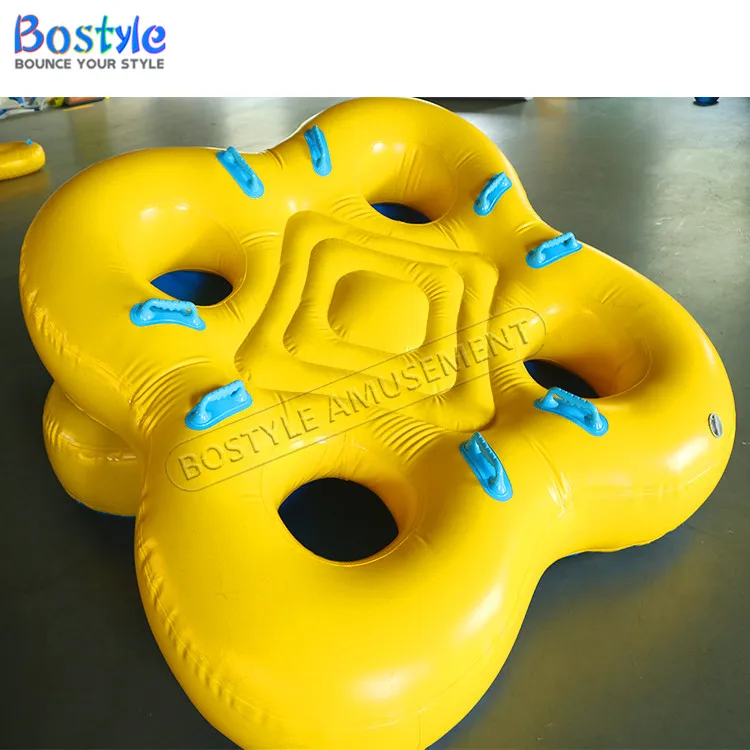 Bostyle Customized 4-Seater Inflatable Pool Float Raft Water Swimming Ring Floating Boat Inflatable Water Amusement Facilities