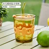 Short letter cup amber + cup cover + lid + straw + color box.