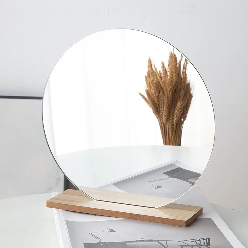 Нерегулярный Настольный акриловый туалетный столик зеркало декор стол зеркало для макияжа с деревянной основой