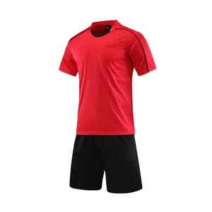 Wholesale Men's Football Referee Uniform Custom Logo Short Sleeve Round Neck Comfortable Breathable Three-pocket Soccer Jersey