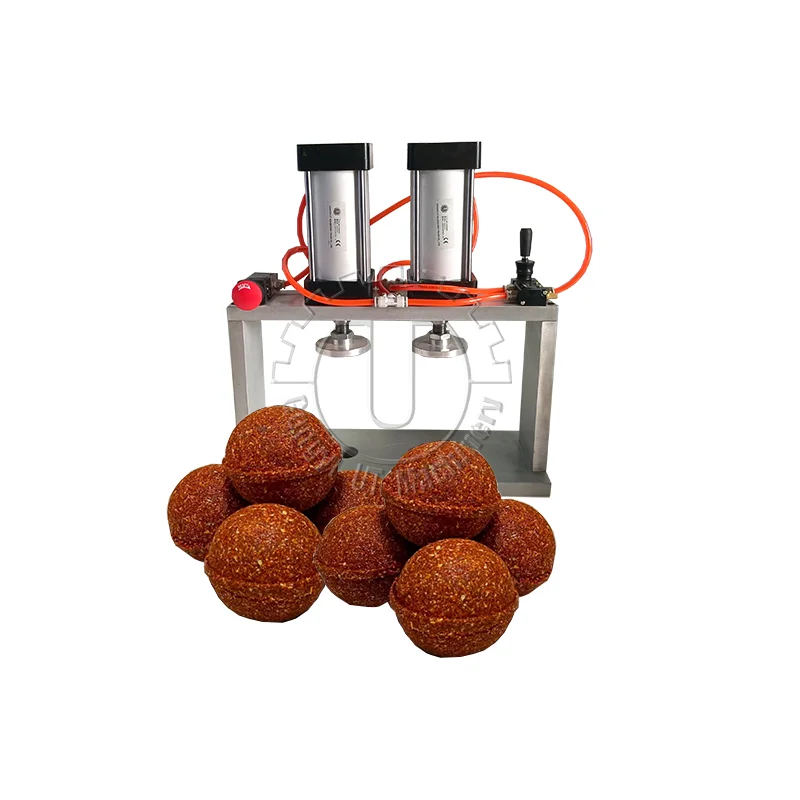 Small low cost bath bomb pressing machine for the production and processing of salt bath balls.