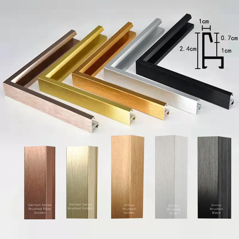 Noble Golden Brushed Aluminum Picture Frames Silver Aluminum Photo