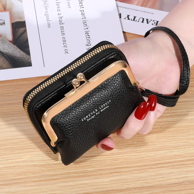 Wholesale Women's Kiss Clasp PU Leather Mini Bag Wallet