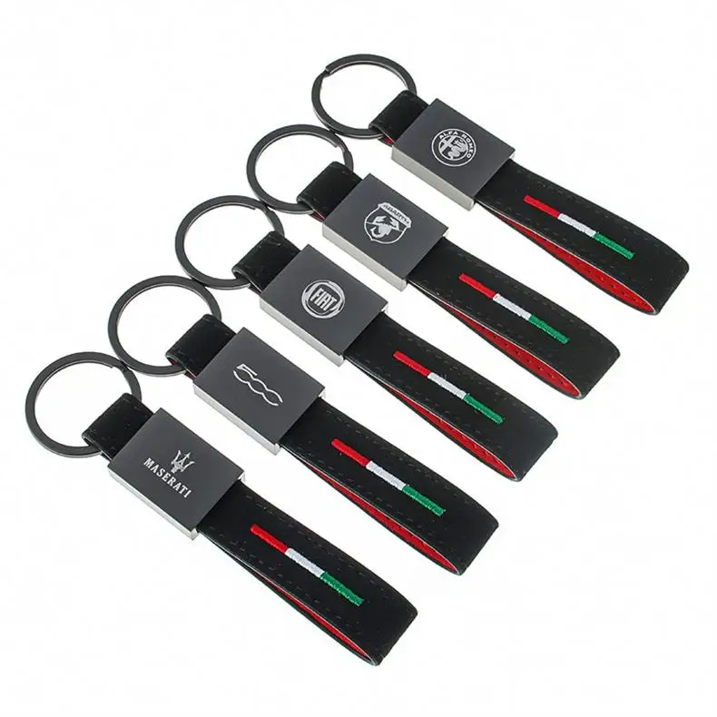 Alfa Romeo Keyring - Italy Flag Tricolor Logo Keychain With Carbon Insert
