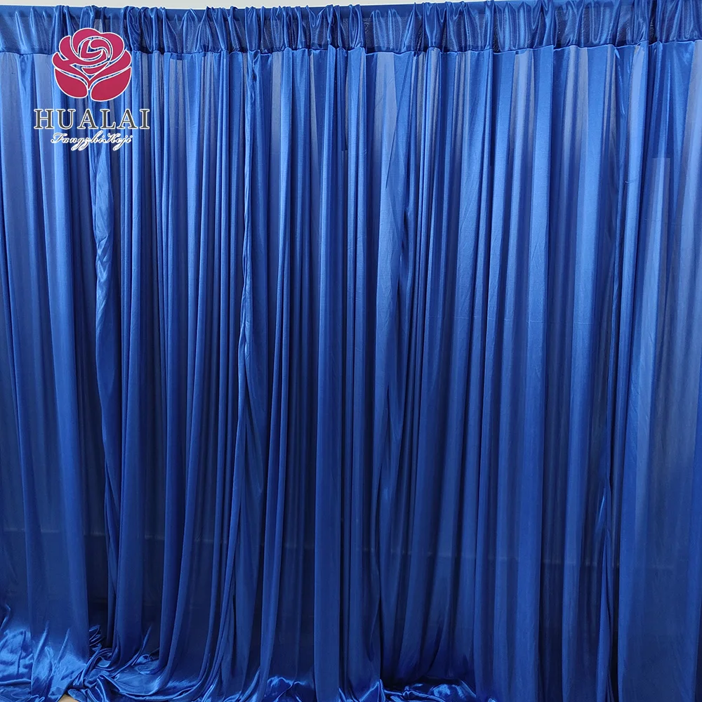 FBJ038 Cheap Simple Solid Black Shiny Ice Silk Sheer Backdrop Panels Curtain Drape for Wedding Stage Party Decoration