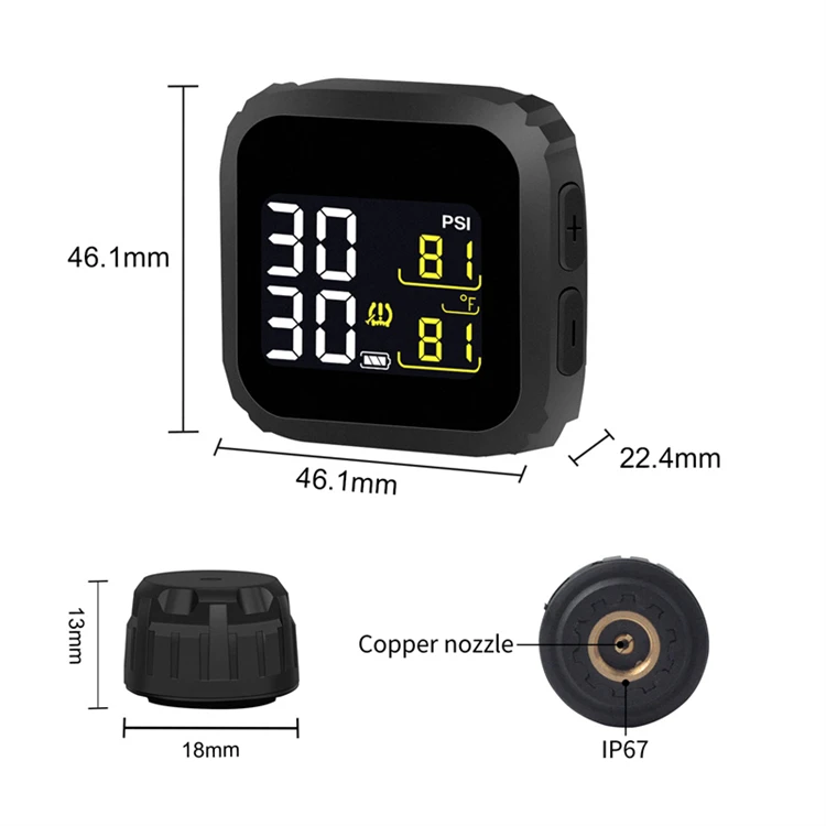 Système TPMS Moto Étanche IP67 - Surveillance Pression Pneus 2 Capteurs + Écran LCD USB, Alarme En Temps Réel
