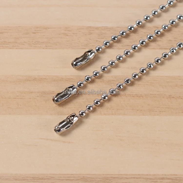 Multi Size Stainless Steel Bead Ball Necklace Military Dog Tag Chain