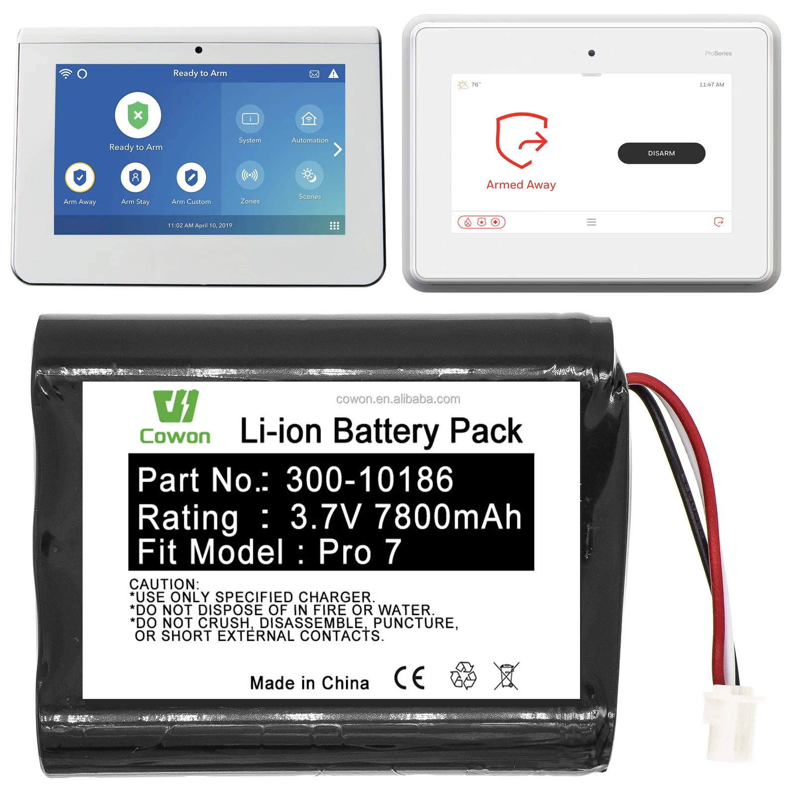 alarm system honeywell pro 7 ai05 2 aio7 1 aio7 2 37v 9000mah 300 10186 battery -10