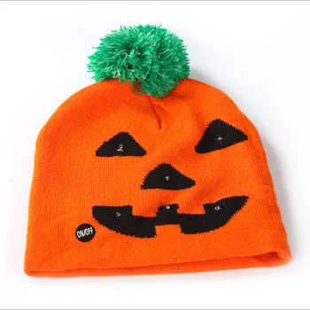 2022 New Halloween Winter Hats Pumpkin Ghost Festival Knit Beanie New Halloween Pumpkin Pattern Knitted Pom Custom Beanie