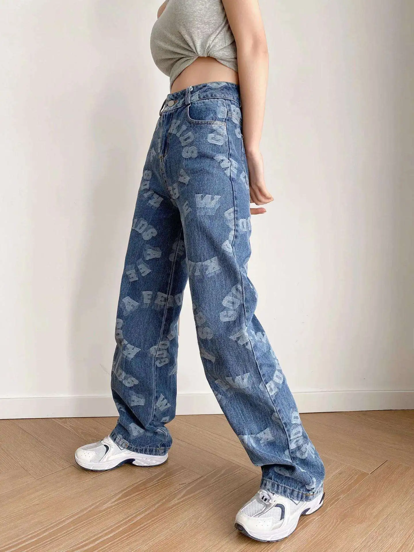 Women's Jeans 2024 Laser Custom Reversed High Waisted Bell Bottom Pantalones Ladies Female Denim Jeans Women