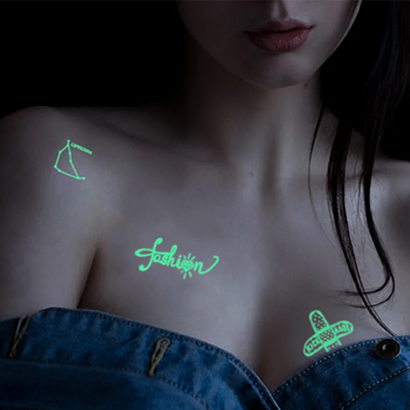 Неоновые татуировки наклейки черные огни для светящейся вечеринки светящиеся Временные ювелирные украшения тела мерцающие кожа неоновые временные