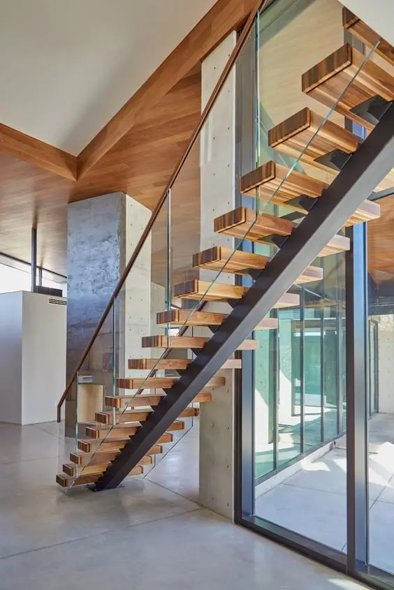 Foshan Factory Prefabricated Modern Indoor Metal Stairs Customized Mono Stringer Straight Staircase Design