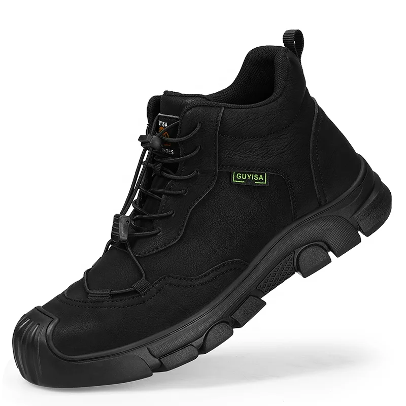 Guyisa High Cut Steel Toe Waterproof Safety Shoes For Men Black Safety