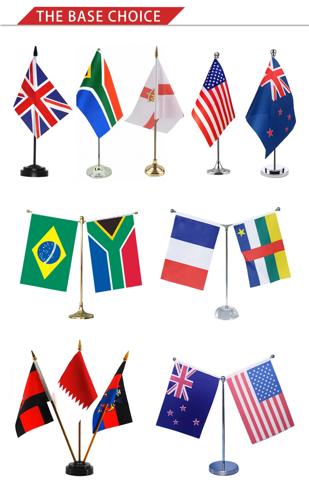 Cheap custom pennant flags with mini table flag stand