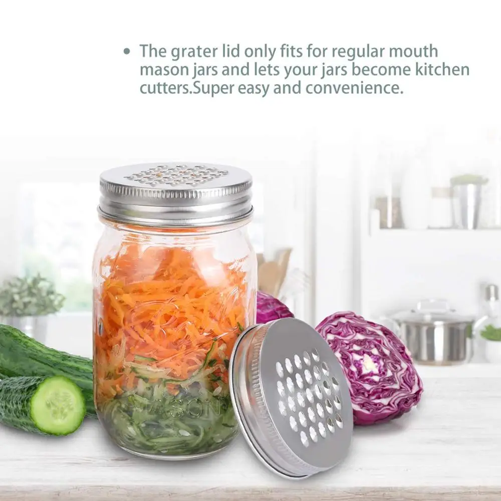 Kitchen Use Metal Cheese Grater Mason Jar Shredder Lid for Mouth