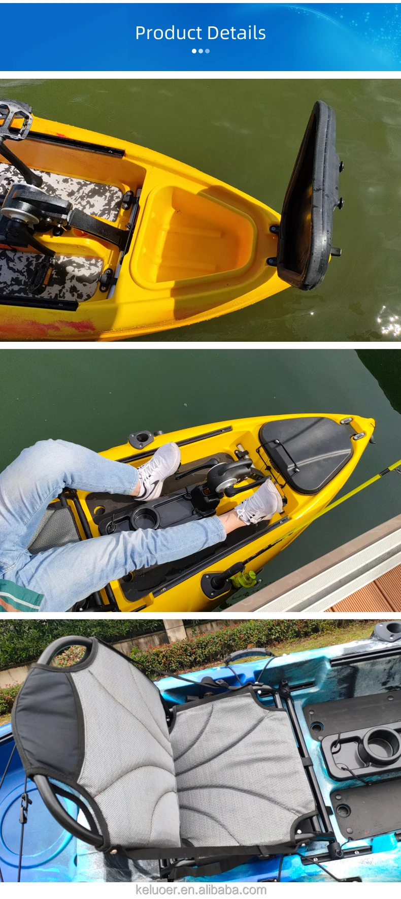 10ft Fishing Pedal Kayak with Drive Rudder System for Lakes & Rivers ...