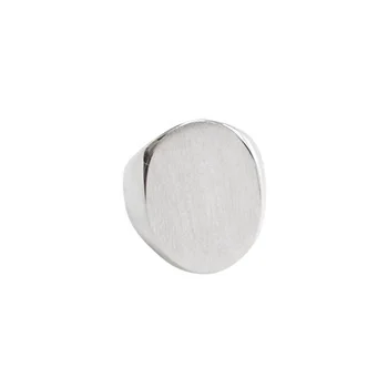 Flat Minimalist Simple Unisex Big Jewelry 925 Sterling Silver Engraved Signet Custom Ring