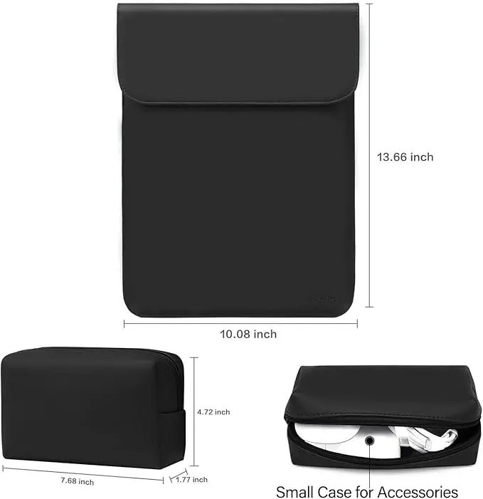 product envelop type pu leather laptop sleeve with small battery bag ultra slim soft cover protection portable-32