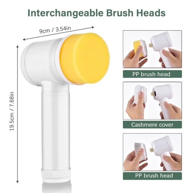 Electric Spin Scrubber Handheld Electric Cleaning Brush with 3 Brush Heads and 1 Hook Built-in Lithium Battery USB Charged Clean