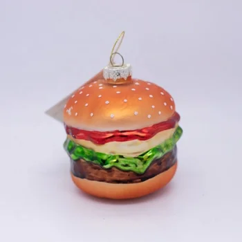 High quality borosilicate blown glass food Christmas ornaments customized handmade glass croissant crafts hanging ornaments
