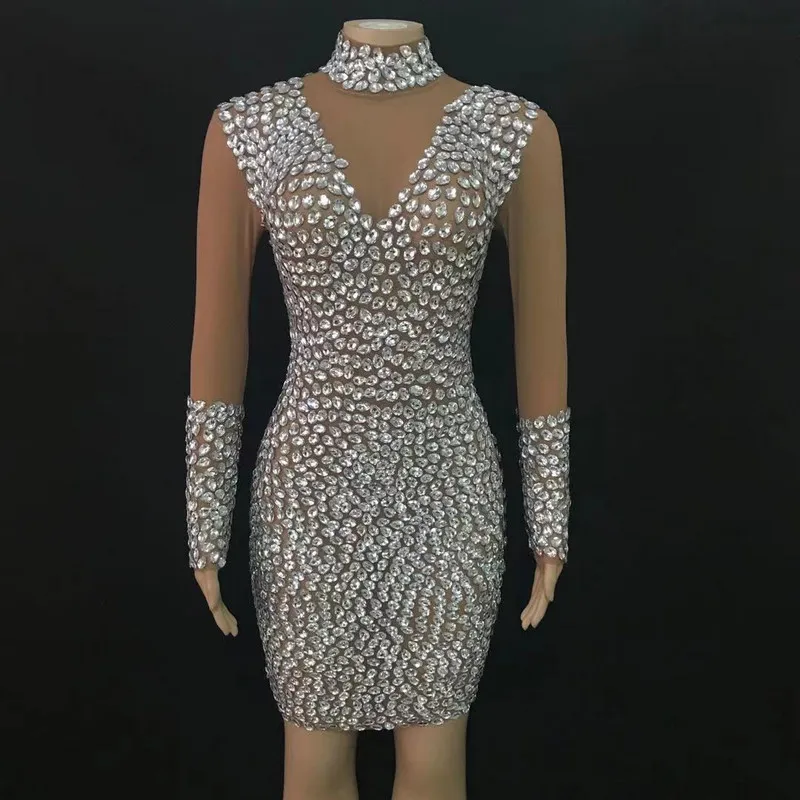 Novance Y2115 Hot Sale Glamour Diamond Studded Striking Club Dress ...