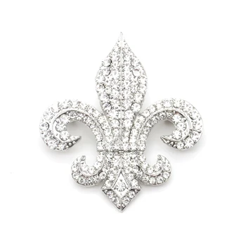 Luxury Crystal Rhinestone Fleur-de-lis Brooch Handmade Flower Shape Pin Flower Brooches For Women's Luncheon/Boy Scout Council