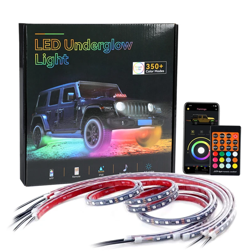 Custom 6pcs Rgbic Dream Color Chasing Rainbow Under Glow Ip68 Waterproof 4pcs 6 Pcs Underbody