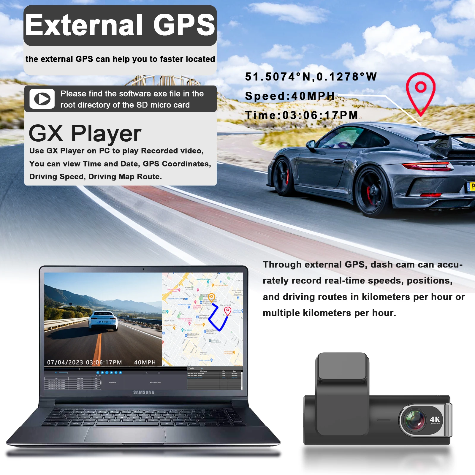 Mini 4k Dash Cam Video Camera Front And Rear Dual Lens 4k Dash Camera