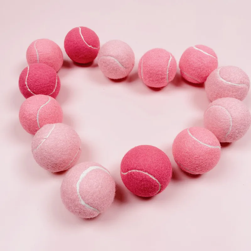 12 Piece Pack Cheap Pink Tennis Balls Polyester Felt Red Tennis Balls