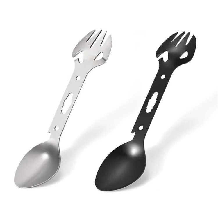 Многоцелевой инструмент для кемпинга 6 в 1 ложка из нержавеющей стали пикника вилка нож комбинированная посуда консервный открывалка бутылок гаечный