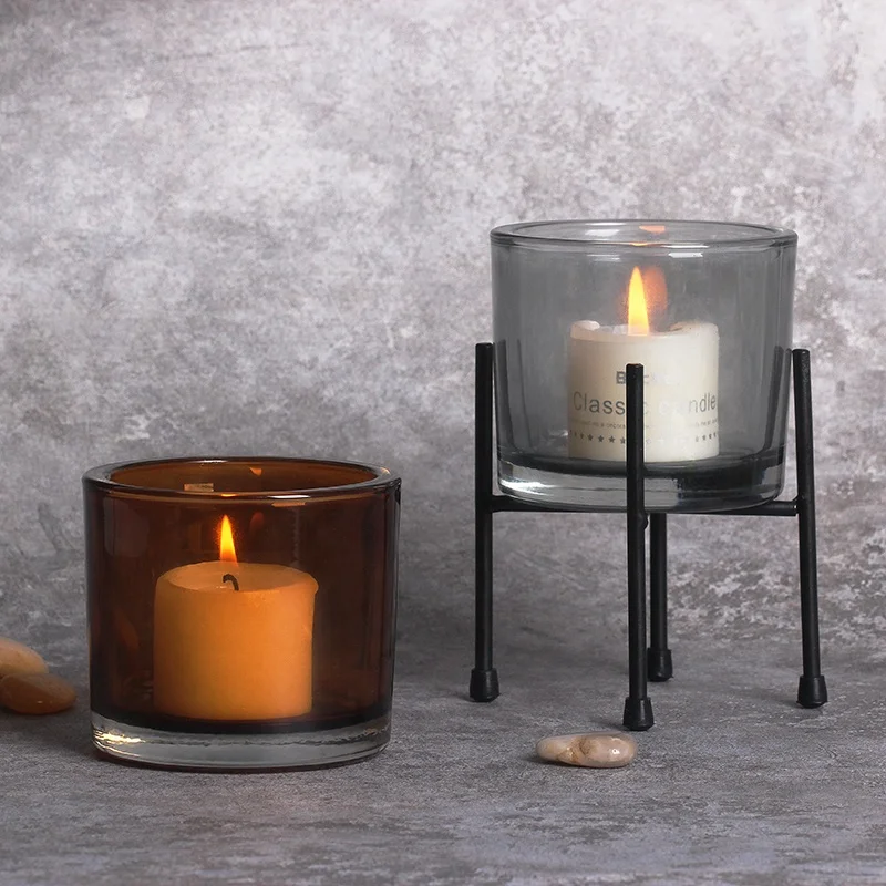 8OZ Candle Holder Clear Double Wall Glass Candle Jar With Custom Color