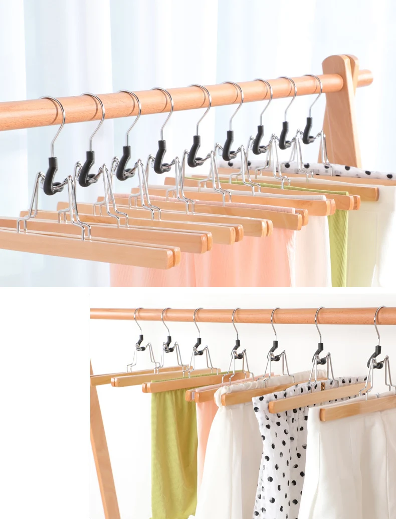 Wooden Pants Hangers Clamp With Non Slip Padded Hangers Hair Extension ...